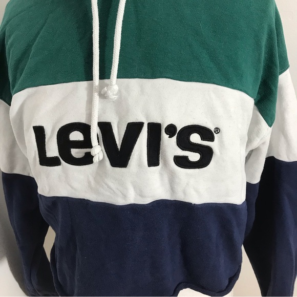 Levi’s Green and Blue Cropped Hooded Sweater - Picture 7 of 10